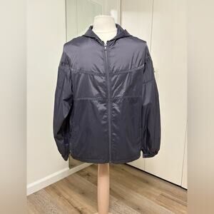 Bella+Canvas Lightweight Men's Windbreaker Jacket Hooded Zipper Gray Size Small